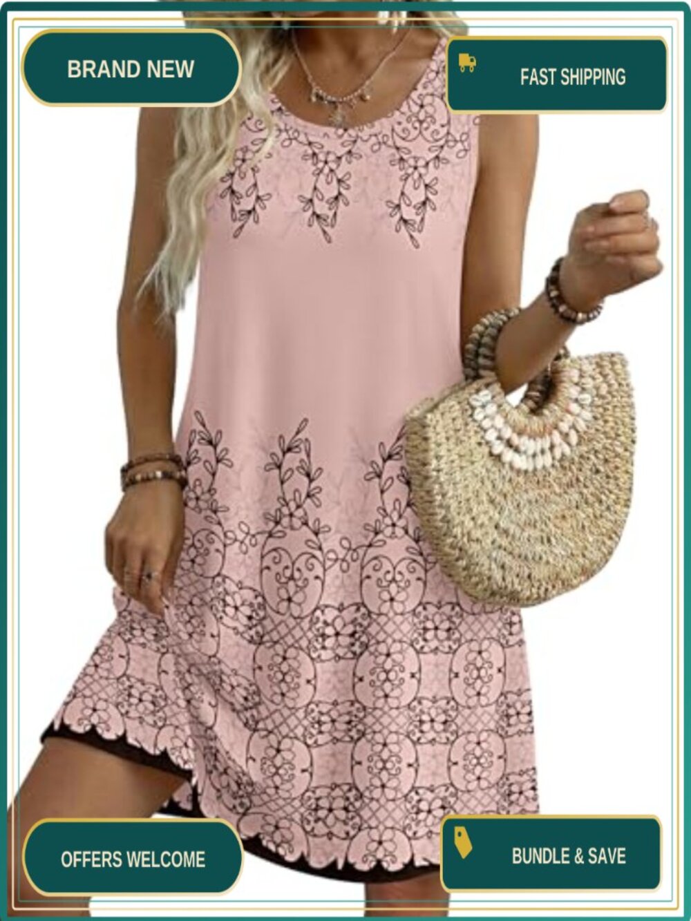 Zeagoo Sleeveless A-Line Summer Dress with Pockets